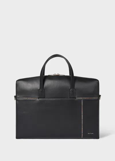 Paul Smith Women's 'signature Stripe' Trim Leather Slim Folio Black