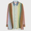 Paul Smith Silk Multi-colored Gradient Top With Classic Collar In Multicolour