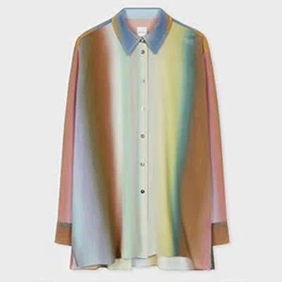 PAUL SMITH WOMEN'S SILK 'SMITH STRIPE' OMBRE SHIRT MULTICOLOUR