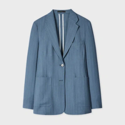 Paul Smith Women's Slate Blue Unlined Pinstripe Two-button Jacket