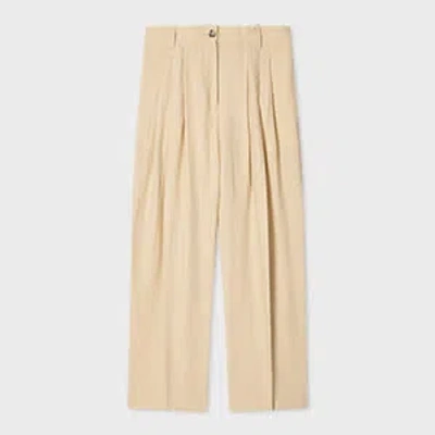 Paul Smith Women's Stone Pleated Linen Trousers White