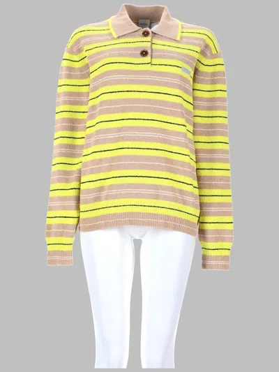 Paul Smith Women's Striped Knit Polo Sweater In Yellow