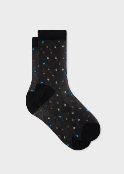 Paul Smith Women's 'swirl' Polka Dot Sheer Socks Black