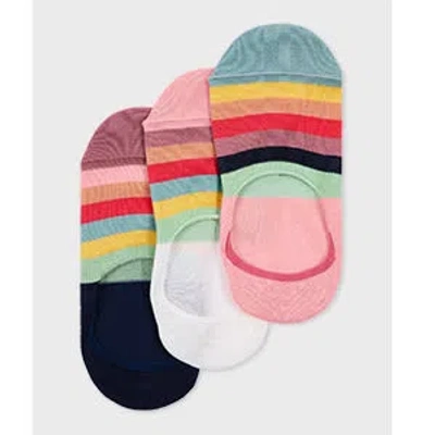 Paul Smith Women's 'swirl' Three Pack Loafer Socks Multicolour