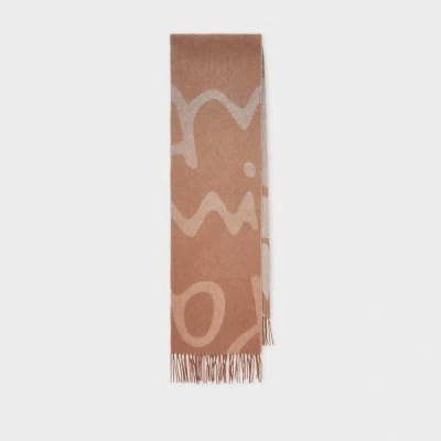 Paul Smith Women's Tan Lambswool-cashmere Logo Scarf Brown