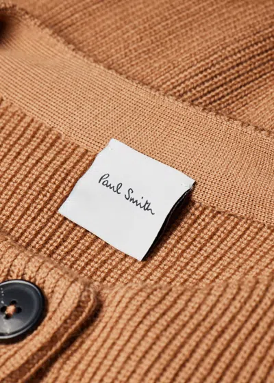 Paul Smith Women's Tan 'rabbit' Embroidery Merino Wool Cardigan Brown