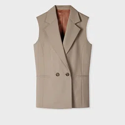 Paul Smith Women's Taupe Wool Hopsack Waistcoat Brown
