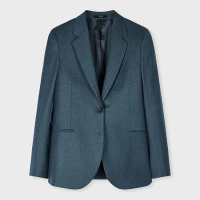 Paul Smith Women's Teal Wool-cashmere Flannel Two-button Blazer Blue