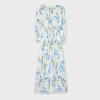 Paul Smith Tulip-print Puff-sleeve Dress In Blue