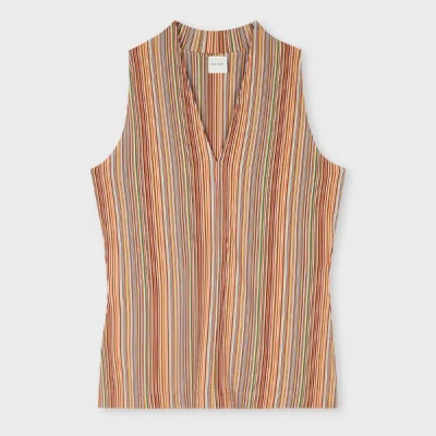 Paul Smith Women's Viscose 'signature Stripe' Vest Top Multicolour