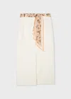 Paul Smith Women's White Denim Midi Skirt With Seasonal Print Scarf Belt In White