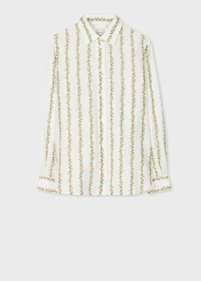 PAUL SMITH WOMEN'S WHITE 'INFLORESSENCE' COTTON-SILK SHIRT