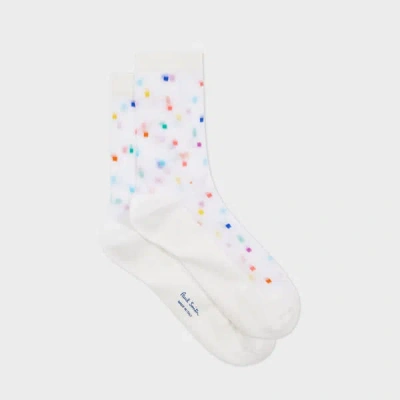 Paul Smith Women's White Sheer Colour Block Socks In Multi