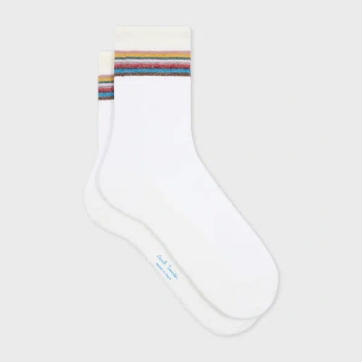 Paul Smith Women's White Sheer 'signature Stripe' Socks