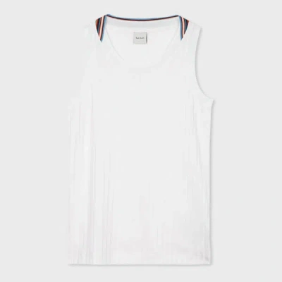 Paul Smith Women's White Viscose-blend 'signature Stripe' Collar Vest Top