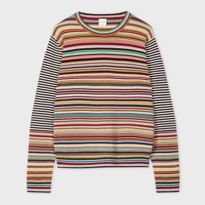 Paul Smith Women's Wool 'signature Stripe' Contrast Sleeve Sweater Multicolour