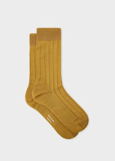 Paul Smith Women's Yellow Cotton-blend Ribbed Socks In Green