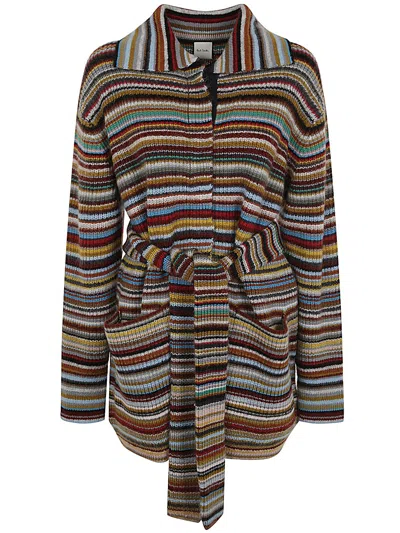 Paul Smith Womens Knitted Maxi Cardigan In Multicolour