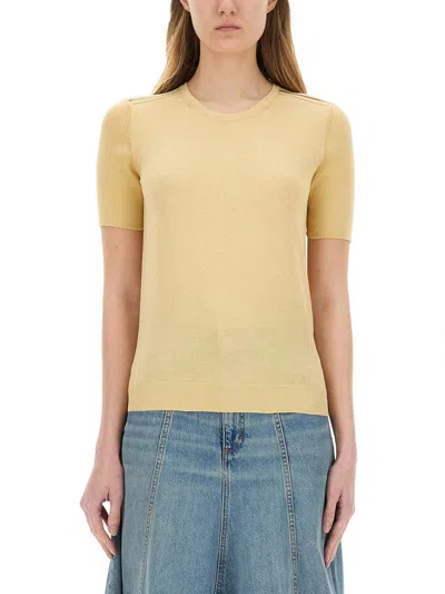 Paul Smith Womens Knitted Short Sleeves Top Crewneck In Yellow