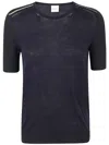 Paul Smith Fitted Textured Top With Contrasting Knit Detail In Dark Navy