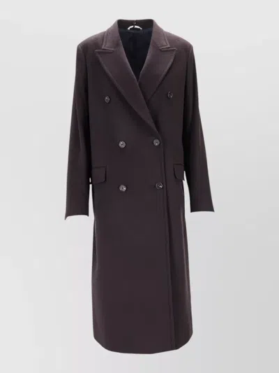 Paul Smith Womens Long Double Breasted Coat Notch Lapels In Brown