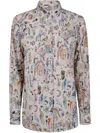 Paul Smith Little Beasts-print Cotton Shirt In Brown