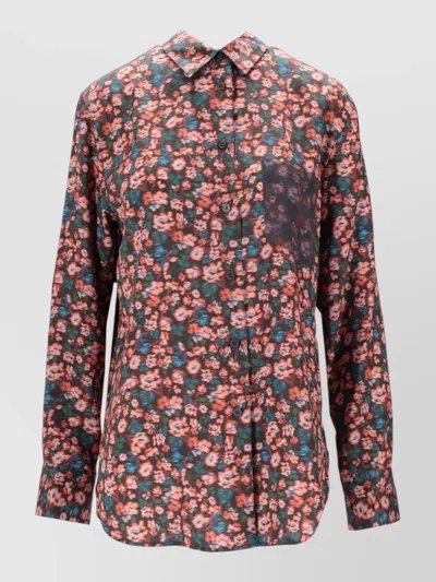 Paul Smith Womens Shirt Floral Pattern Chest Pocket In Multi