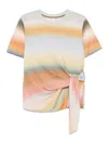 Paul Smith Crew Neck Striped Cotton T-shirt With Tie Detail In Multicolour