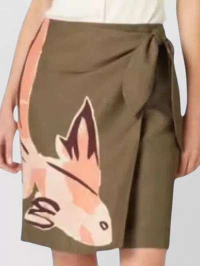 Paul Smith Womens Wrap Skirt Knee Length Graphic In Green