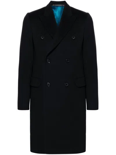 Paul Smith Wool And Cashmere Double-breasted Coat In Black