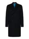 Paul Smith Dark Green Wool-cashmere Blend Double Breasted Overcoat In Black
