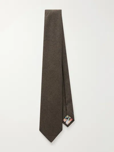 Paul Smith Wool And Cashmere-blend 7cm Tie In Brown