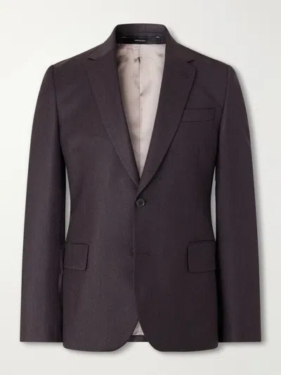 Paul Smith Wool And Cashmere-blend Flannel Suit Jacket In Purple