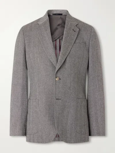 Paul Smith Wool And Cashmere-blend Herringbone Suit Jacket In Gray