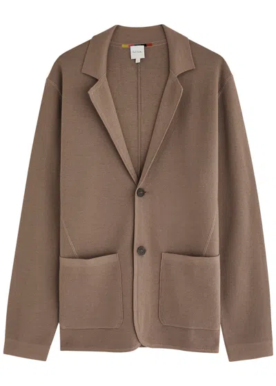 Paul Smith Wool Blazer Cardigan In Brown