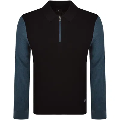 Paul Smith Wool Blend Knit Polo Black