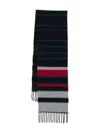 Paul Smith Striped Pattern Wool Blend Scarf In Green