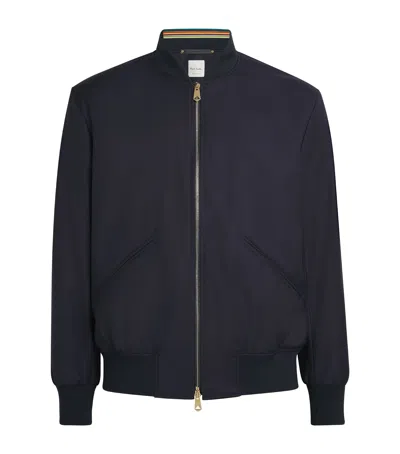 Paul Smith Wool Bomber Jacket In Blue