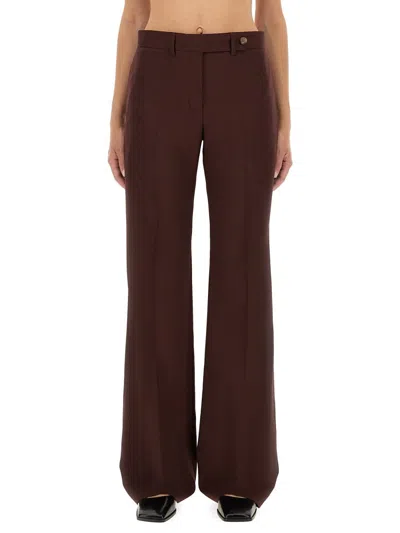 Paul Smith Wool Bootcut Pants In Burgundy