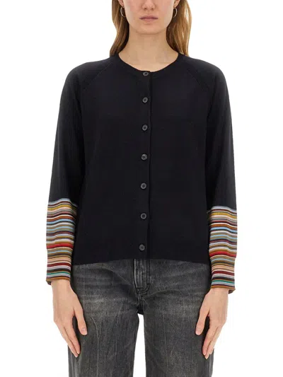Paul Smith Wool Cardigan In Blue