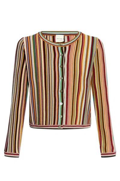 Paul Smith Striped Virgin-wool Cardigan In Multi