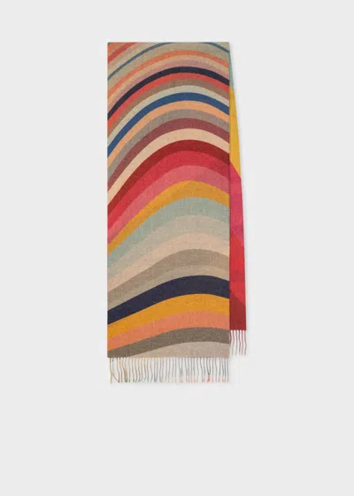 Paul Smith Wool-cashmere 'swirl' Stripe Scarf Multicolour
