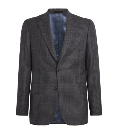 Paul Smith Wool Check Blazer In Blue