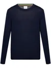 Paul Smith Lightweight Wool Crewneck Sweater With Ribbed Cuffs In Blue