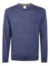 Paul Smith Merino Wool Crewneck Sweater In Blue