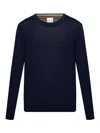 Paul Smith Lightweight Wool Crewneck Sweater With Ribbed Cuffs In Blue