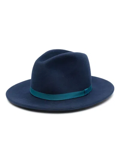 Paul Smith Felted Wool Fedora Hat In Blue