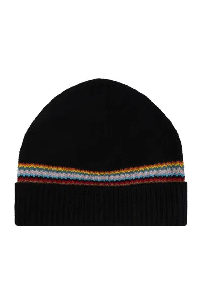 Paul Smith Stripe Detailing Beanie In Black