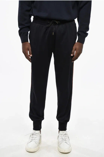 Paul Smith Wool Joggers With Multicolor Side Bands In Black