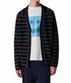 Paul Smith Wool Mohair Stripe Cardigan In Black In Black